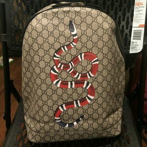 Gucci Snake Embroidered Backpack